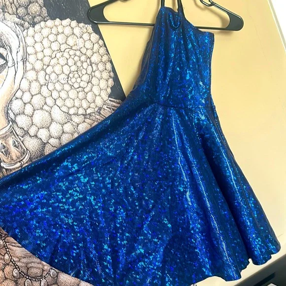 blue holographic dress Holographic Black Fuchsia Alien Dress – VinylDolls main image 0